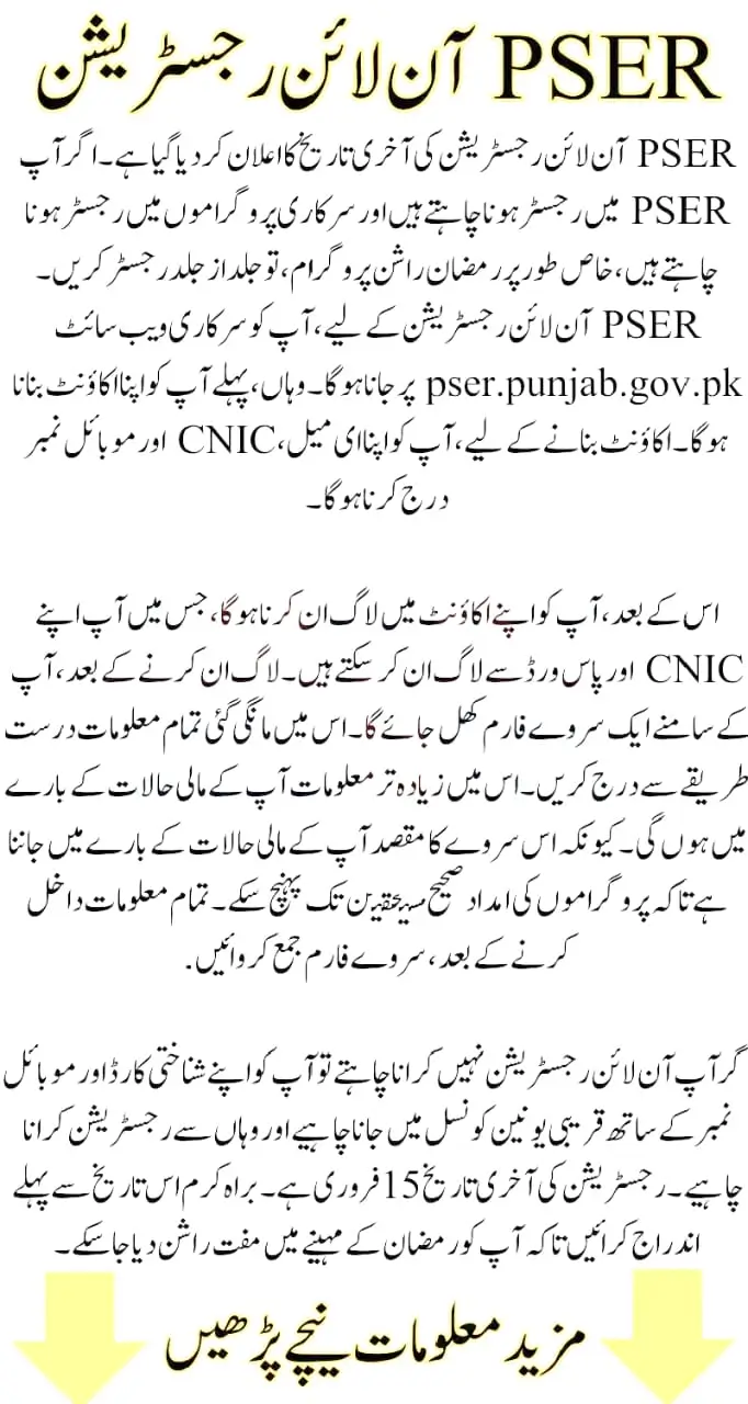 PSER Online Registration Through pser.punjab.gov.pk Urdu