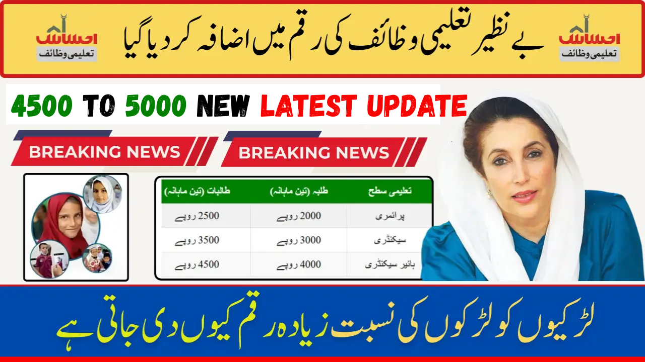 Benazir Taleemi Wazaif Increase from Rs 4500 to 5000 in April